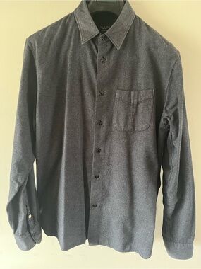 Stunning Rag & Bone Grey Long-Sleeve Button-Up Shirt - 100% cotton sz XL